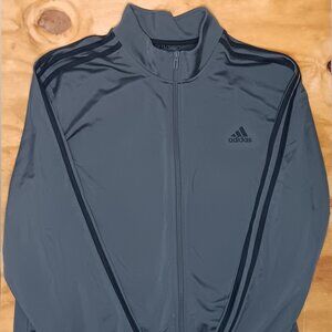 Adidas Track Jacket Men’s XL Dark Grey Black 3-Stripe Full Zip Athletic